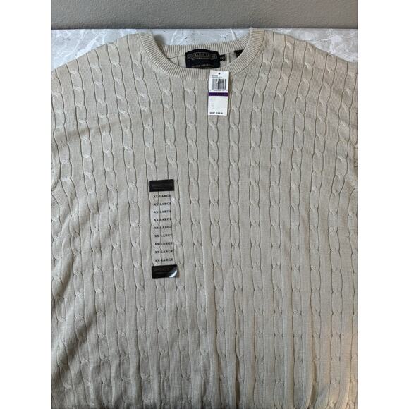 Donald J Trump Signature Collection Mens Sz XXL Cable Knit Vest Beige Mercerized - Picture 9 of 9